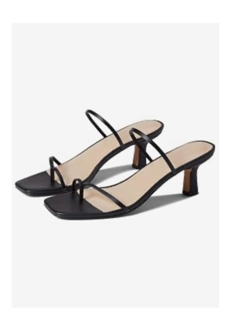 Farylrobin Black Strappy Square-Toe Slide Mules